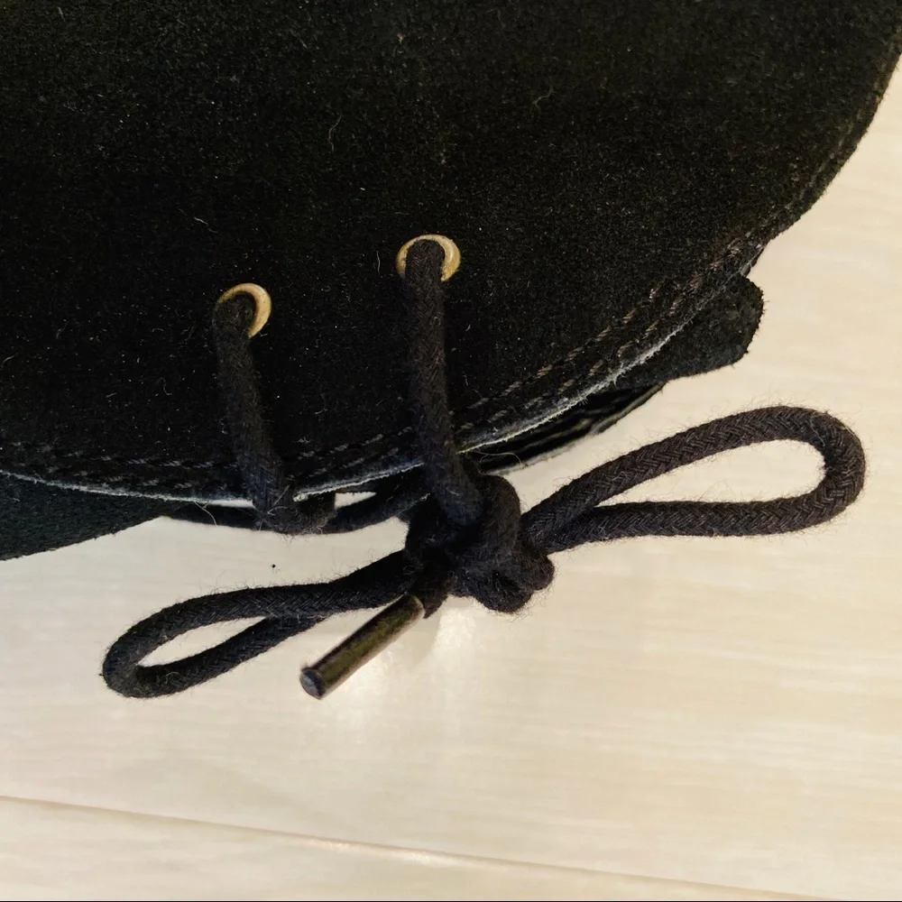 Nine West Black Suede Wedge Booties Size 6